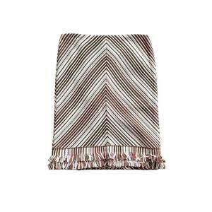 Worth New York Knee Length Pencil Skirt Fringe Hem Chevron 4 Brown Cream Red